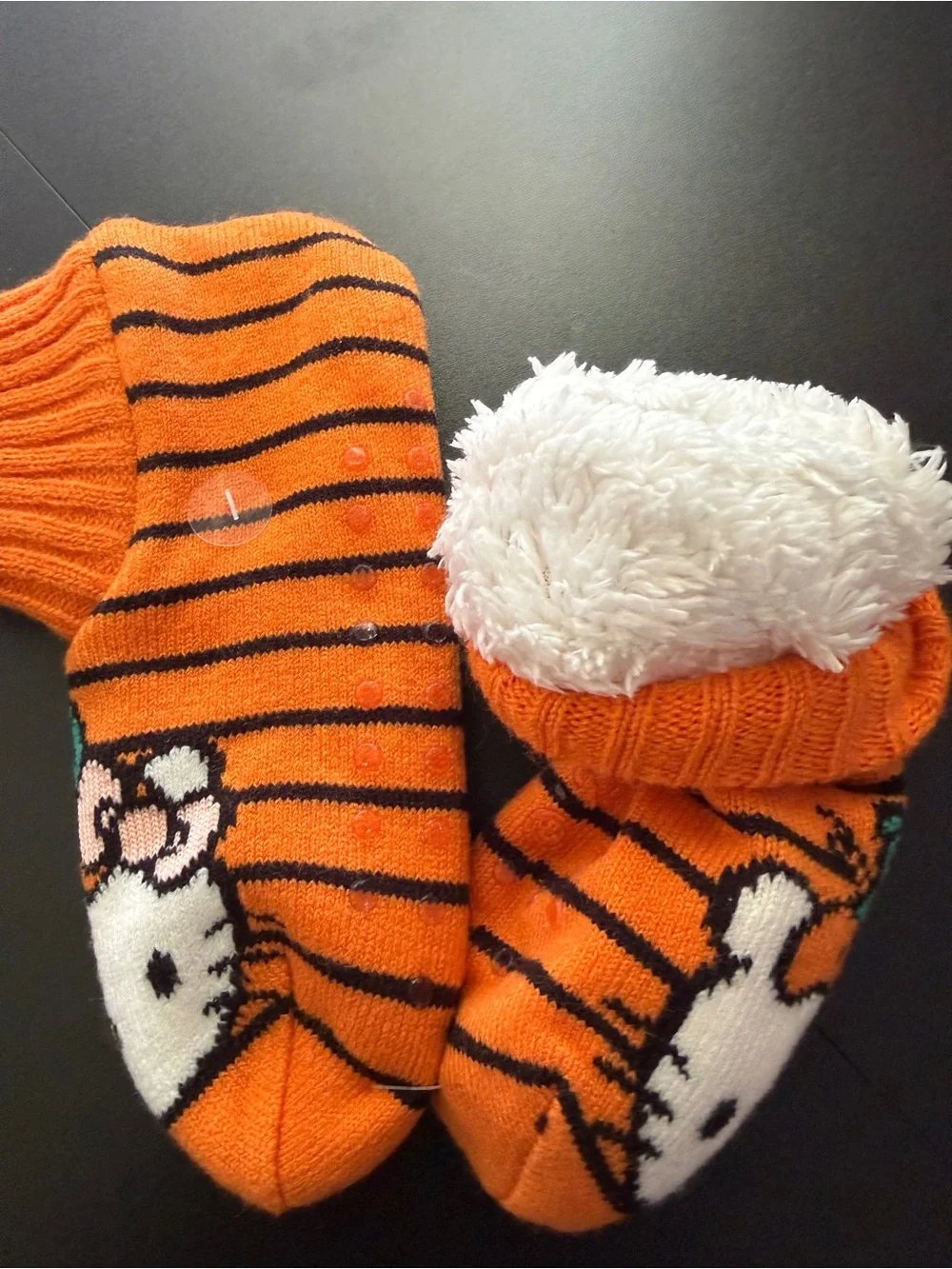 Hello Kitty Halloween Orange Striped Slipper Socks Glow in Dark Fits Women 5-9